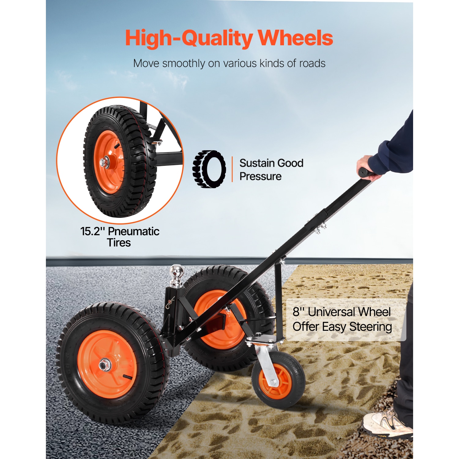 Trailer Dolly With Adjustable Height And 2 Inch Ball Towing Hitch_voghion.com